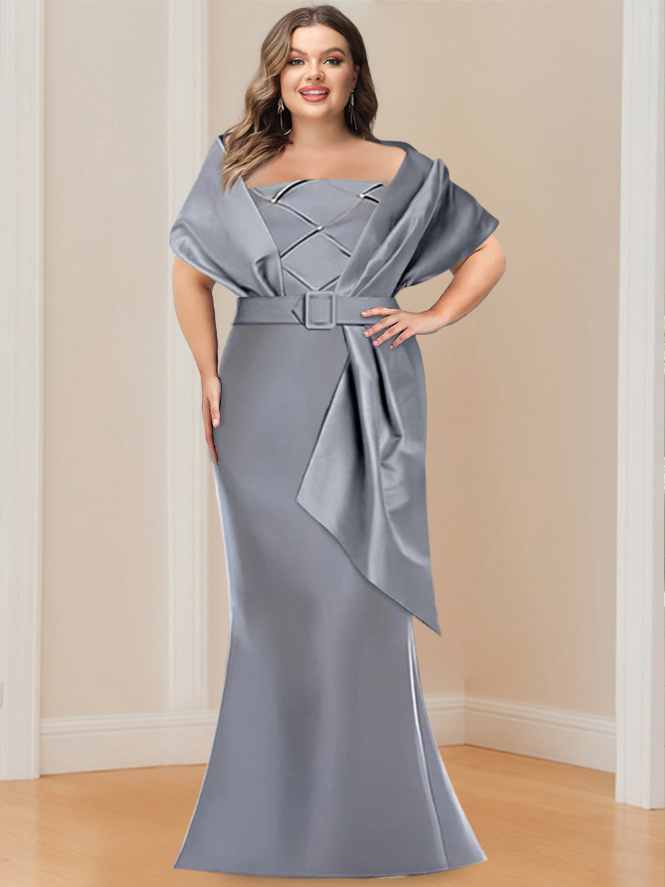 Plus Size Mother of the Bride and Groom Wrap Dresses Two Piece Floor Length