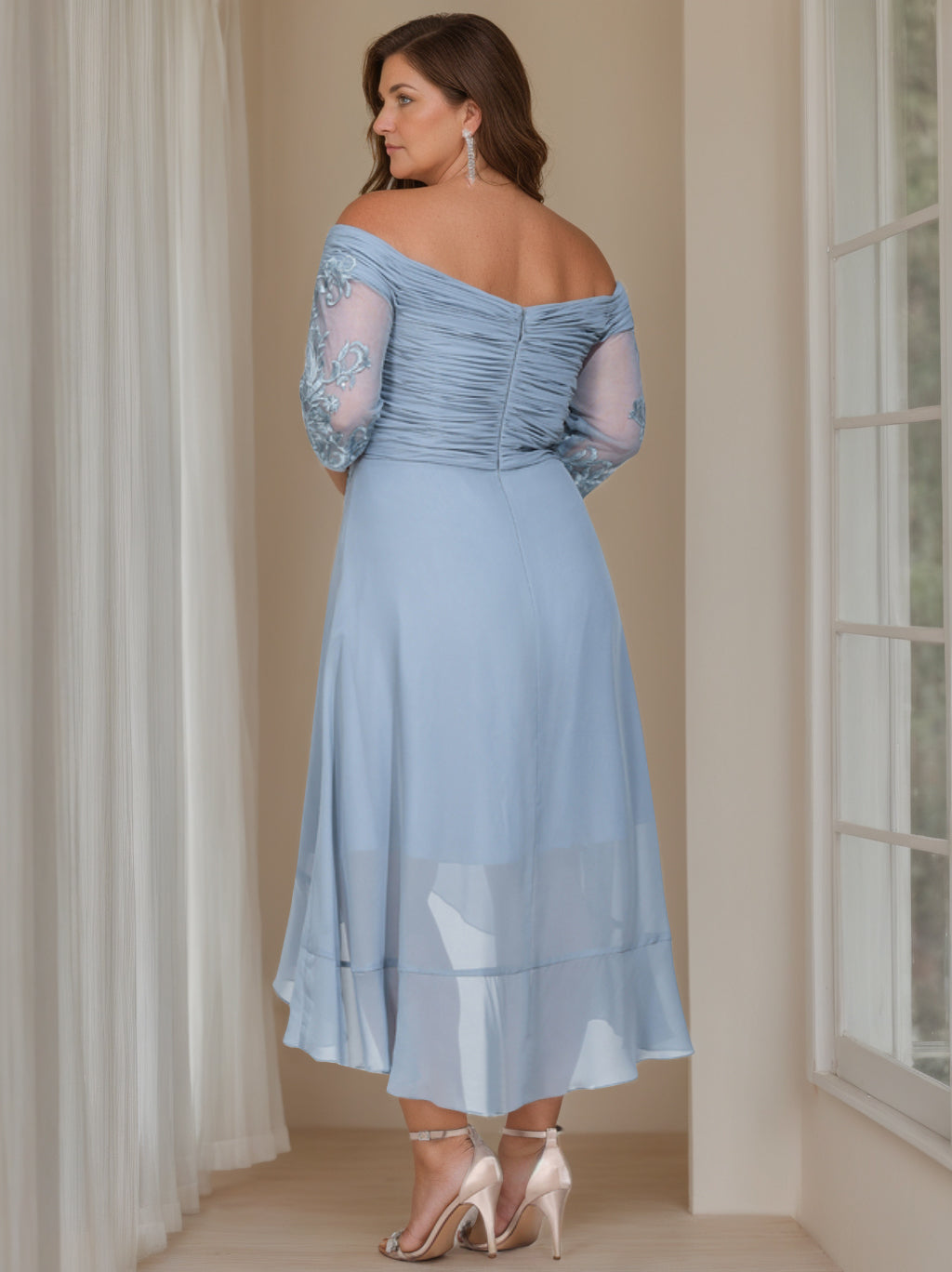 Princess A-Line Off-The-Shoulder Plus Size Mother Of The Bride Gown With Sequins