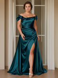 Off The Shoulder Plus Size Mother Of The Bride Dress With Side Split