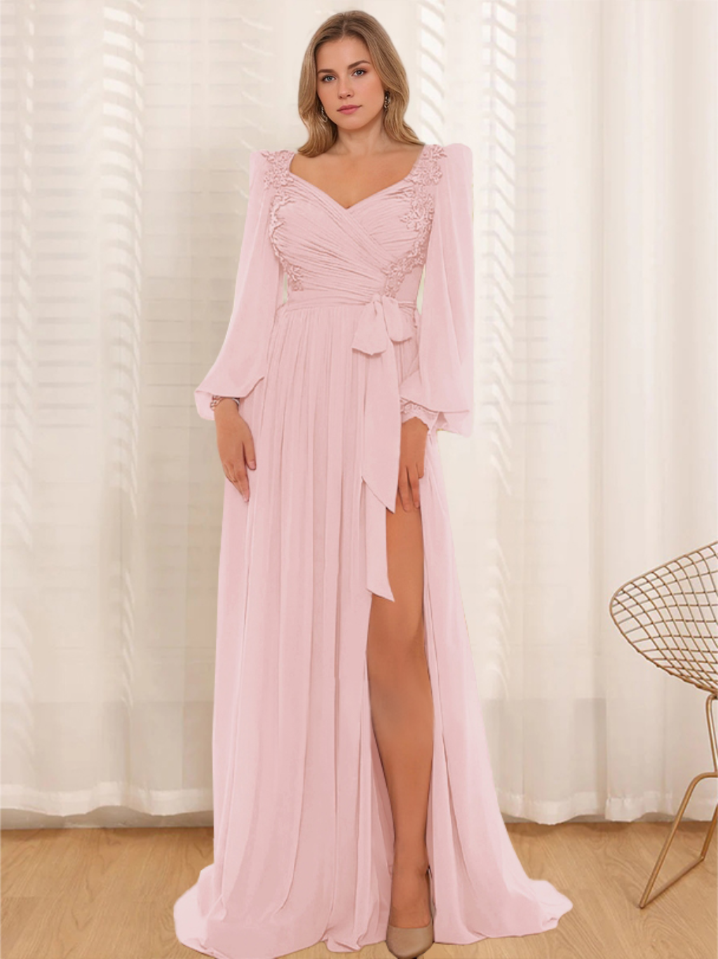 Plus Size Mother Of The Bride Dress Lace Pleated Sleeves Floor Length