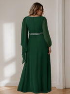 Plus Size Floor Length A Line Dress Mother Of The Bride Beaded Pleats Ruffles