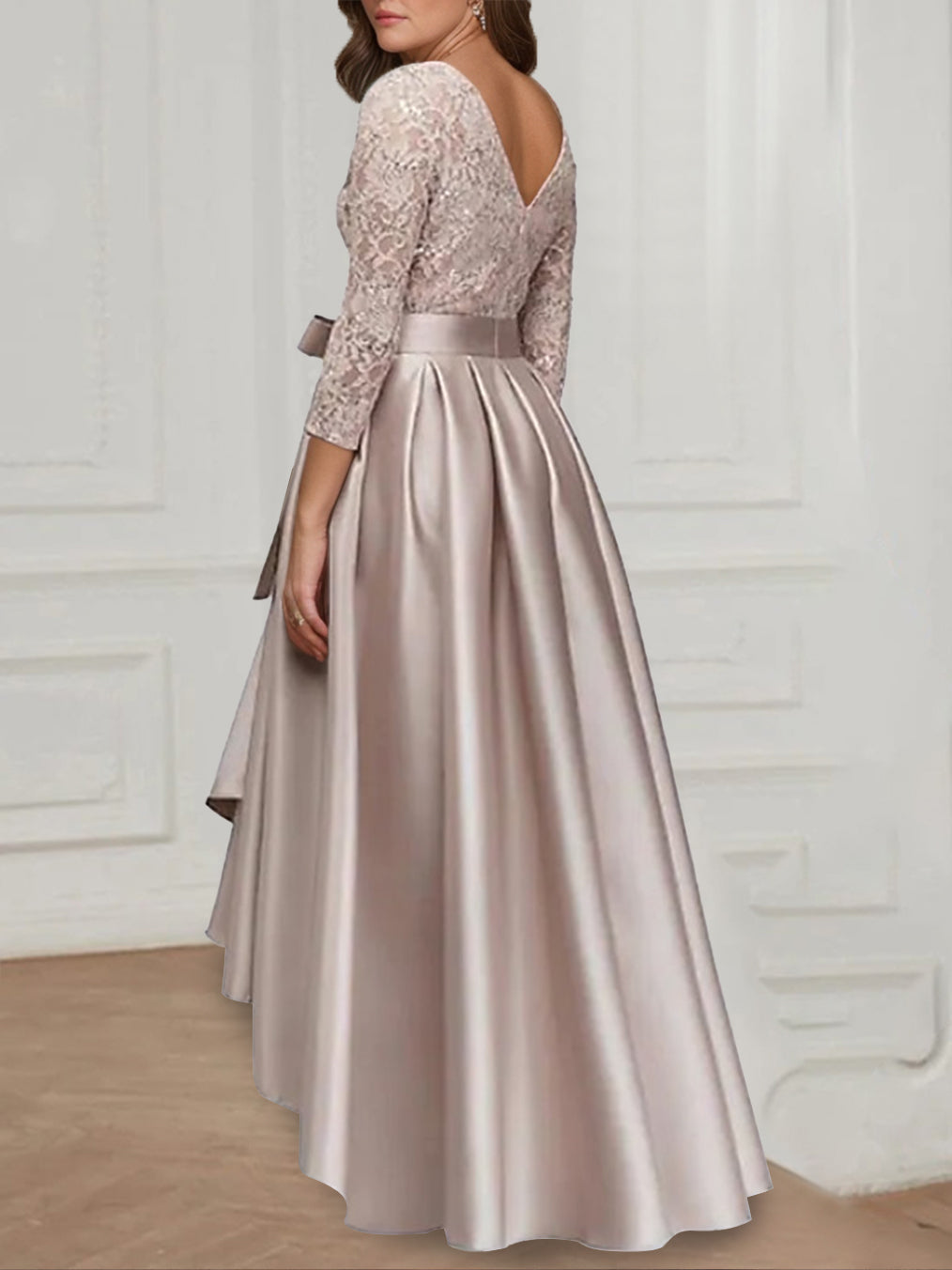 Plus Size Mother Of The Bride Dress A Line Jewel Neck Bowknot Detail