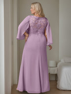 Plus Size Floor Length V Neck A Line Mother Of The Bride Dress With Ruffles