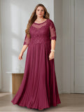 Plus Size Floor Length A Line Mother Of The Bride Dress Half Sleeves Sequins