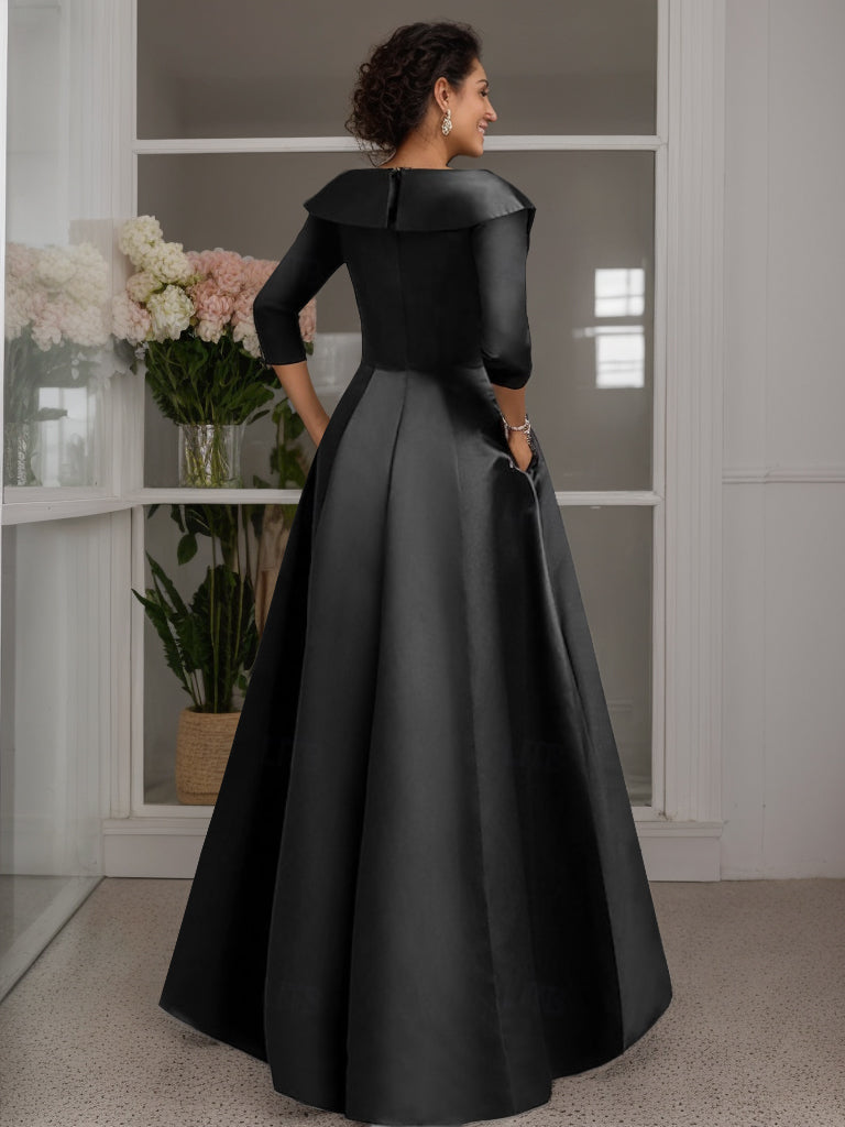 V Neck A Line Floor Length Mother Of The Bride Dress With Beading And Appliques