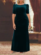Plus Size Mother Of The Bride Ankle Length A Line Princess Dress With Scoop Neck