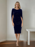 Velvet Mother Of The Bride Dress With Ruffles A Line Knee Length
