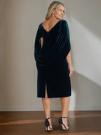 Velvet Mother Of The Bride Dress With Ruffles A Line Knee Length