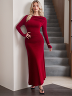 Long Sleeve Ankle Length Mother of the Bride Gown with Jewel Neckline