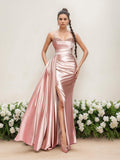 Floor Length Sleeveless Mother of the Bride Dress Spaghetti Straps Side Split