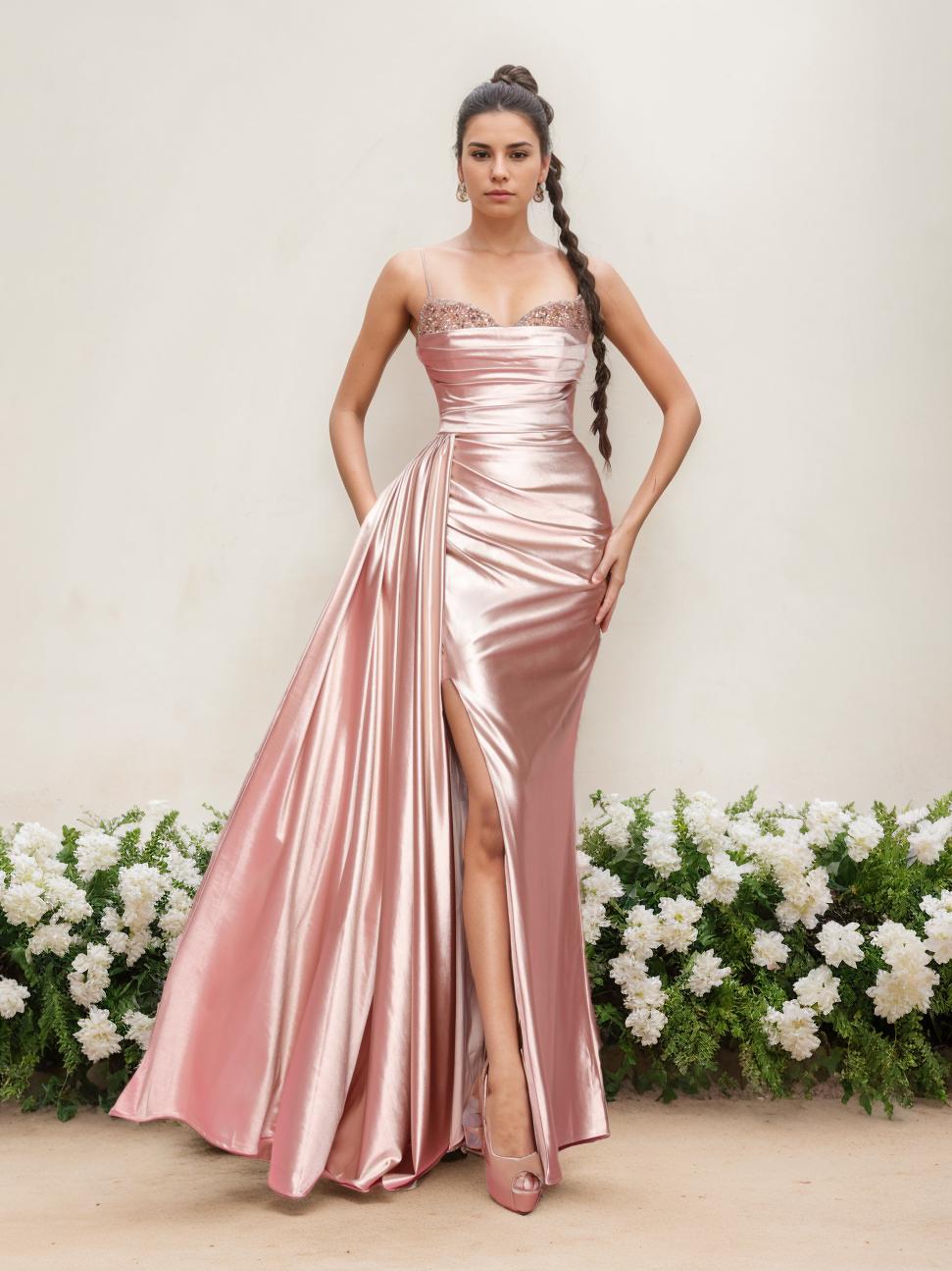 Floor Length Sleeveless Mother of the Bride Dress Spaghetti Straps Side Split