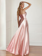Floor Length Sleeveless Mother of the Bride Dress Spaghetti Straps Side Split