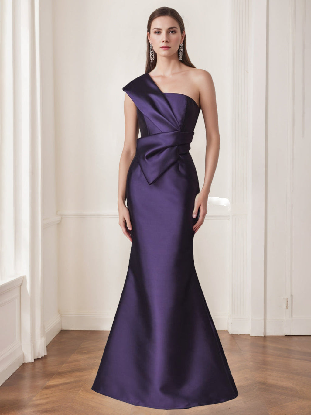 One Shoulder Sleeveless Floor Length Trumpet Mermaid Gown For Mother Of The Bride