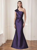 One Shoulder Sleeveless Floor Length Trumpet Mermaid Gown For Mother Of The Bride