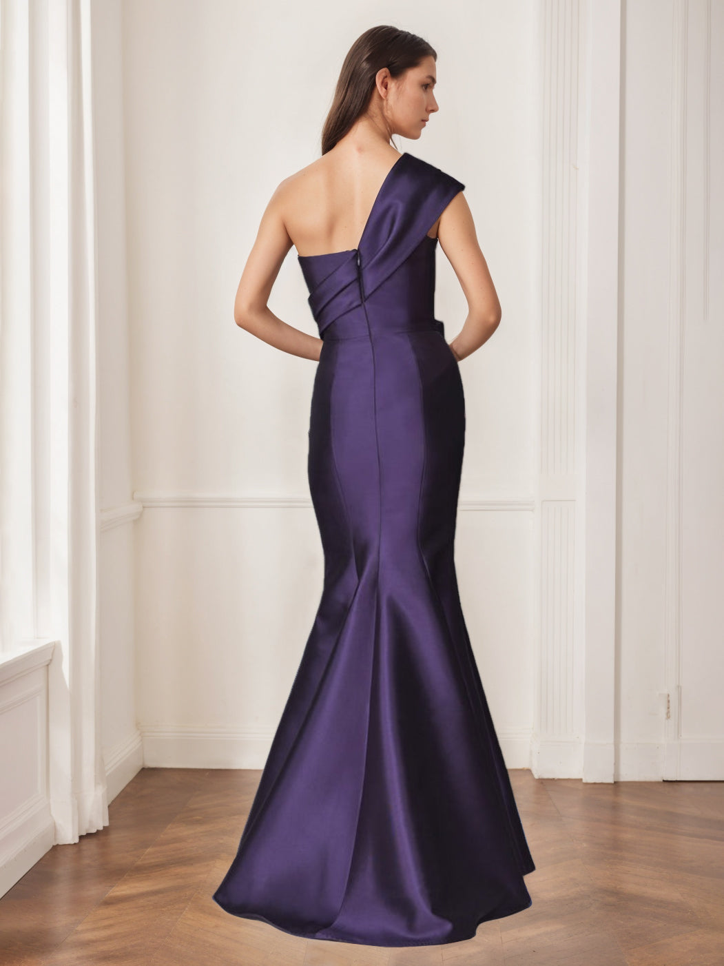One Shoulder Sleeveless Floor Length Trumpet Mermaid Gown For Mother Of The Bride