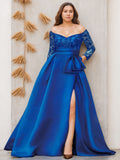 Off The Shoulder A Line Princess Floor Length Plus Size Mother Of Bride Dress