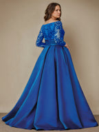 Off The Shoulder A Line Princess Floor Length Plus Size Mother Of Bride Dress