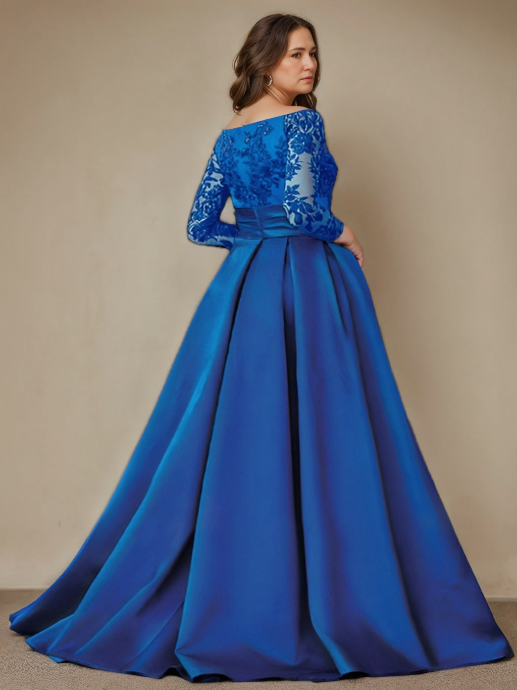 Off Shoulder A Line Floor Length Dress For Mother Of Bride Side Split Sleeves