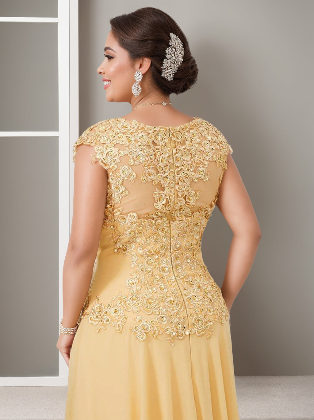 Plus Size Mother of the Bride A Line Floor Length Dress With Jewel Neck Beading