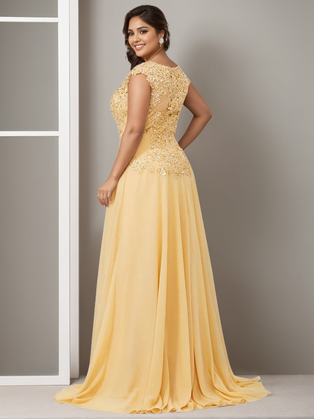 Plus Size Mother of the Bride A Line Floor Length Dress With Jewel Neck Beading