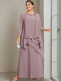 Plus Size Floor Length Sleeveless A Line Mother Of The Bride Dress With Beading