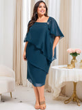 Plus Size Knee Length Mother Of The Bride Sheath Dress With Beading And Sequins