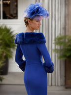 V Neck Sheath Dress For Mother Of The Bride With Three Quarter Sleeves