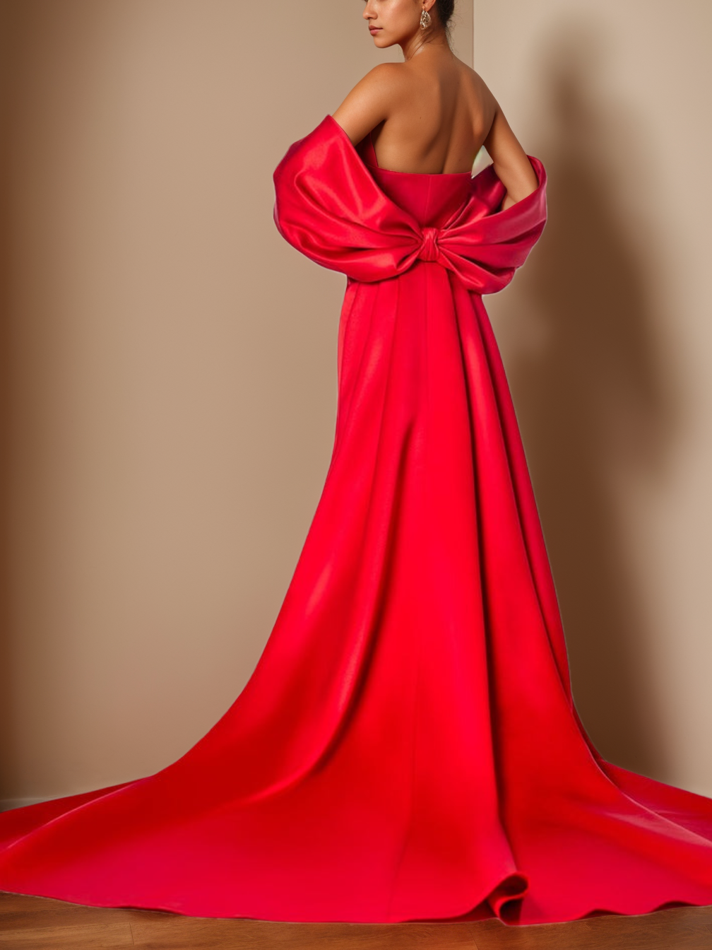 Strapless Floor Length Mother Of The Bride Dress With Side Split Ruffles Trumpet