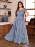 Plus Size Mother Of The Bride A Line Floor Length Dress With Appliques