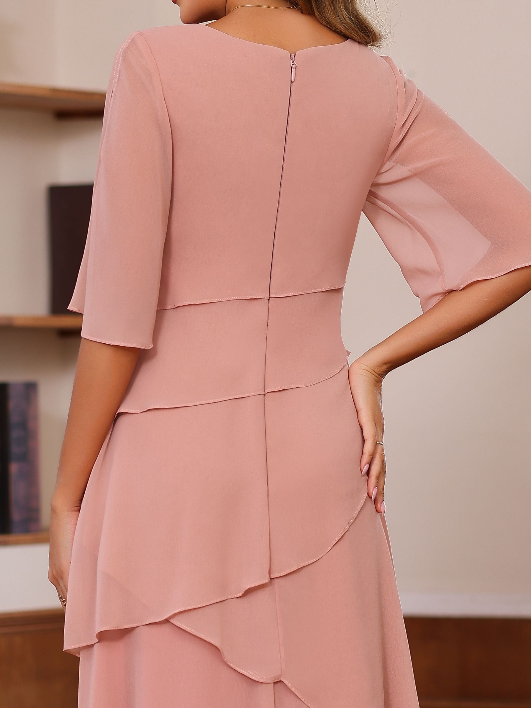 Plus Size Floor Length Mother Of The Bride A Line Dress With Scoop Neck