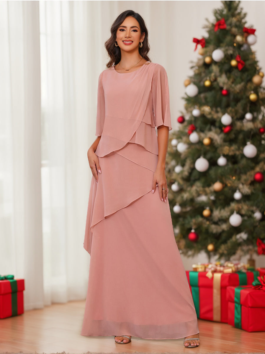 Floor Length A Line Princess Gown With Scoop Neck For Mother Of The Bride