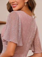 V-Neck A-Line Princess Ankle-Length Dress For Mother Of The Bride With Ruffles