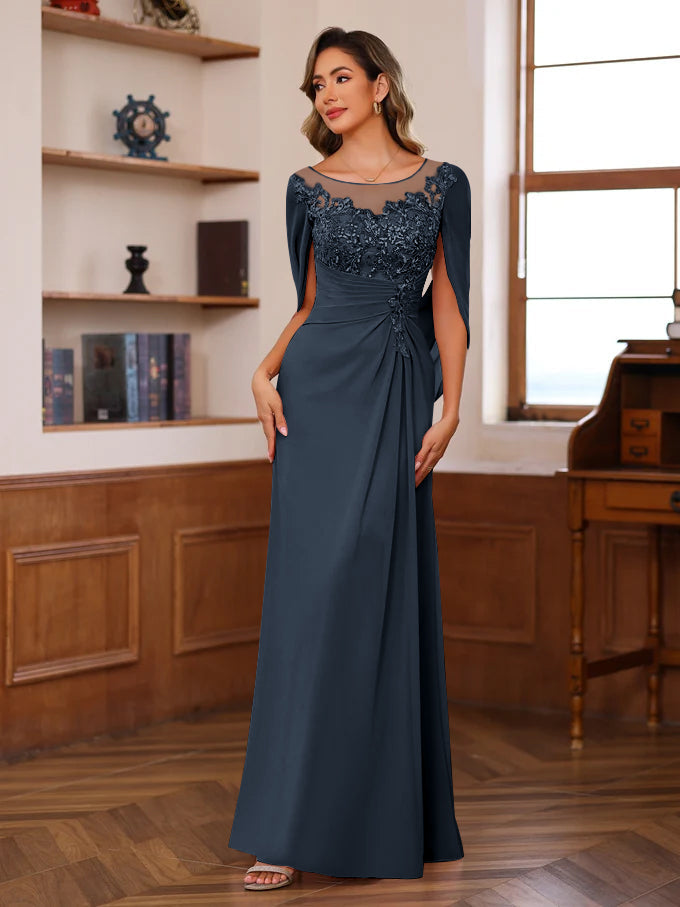 Floor Length A Line Mother Of The Bride Dresses With Pleated Sequins