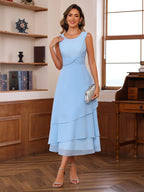 Princess A Line Tea Length Mother Of The Bride Dress With Ruffles And Jacket