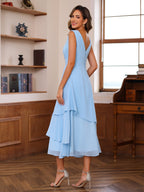 Princess A Line Tea Length Mother Of The Bride Dress With Ruffles And Jacket