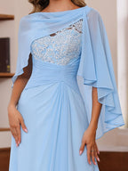 Plus Size V Neck A Line Mother Of Bride Dress With Appliques Ruffles Wrap