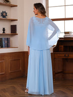 V Neck A Line Floor Length Mother Of The Bride Dress With Appliques Wrap