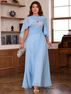 Plus Size V Neck A Line Mother Of Bride Dress With Appliques Ruffles Wrap