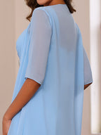 Knee Length A Line Mother Of The Bride Dress With Square Neck And Ruffles