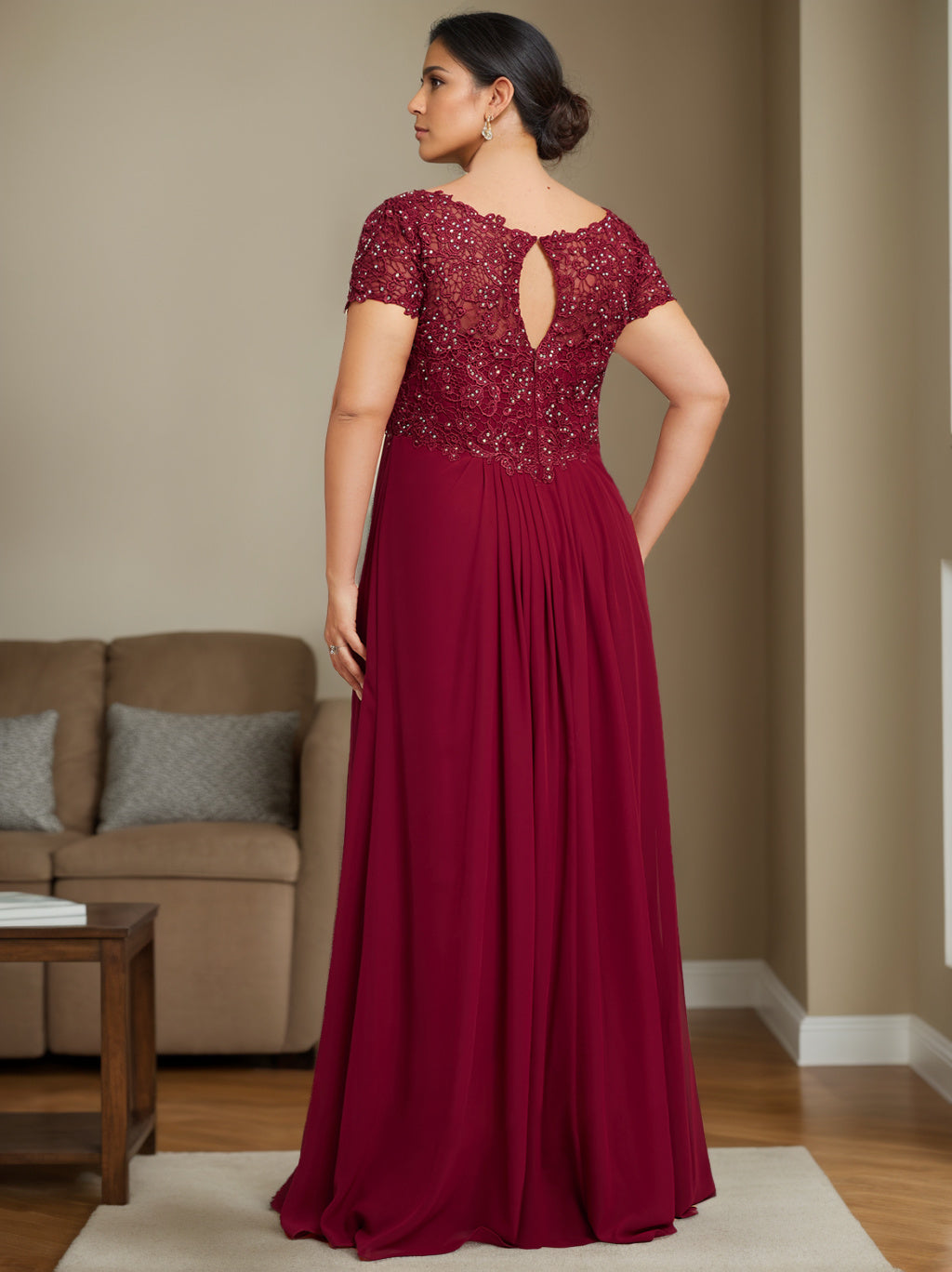 Plus Size V Neck A Line Mother Of The Bride Dress With Rhinestones And Pleats