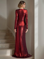 Mother Of The Bride Floor Length V Neck Crisscross Pleated Sleeves Sheath Gown