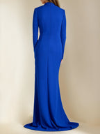 Floor Length V Neck Trumpet Mermaid Silhouette Dress Mother of the Bride Slit