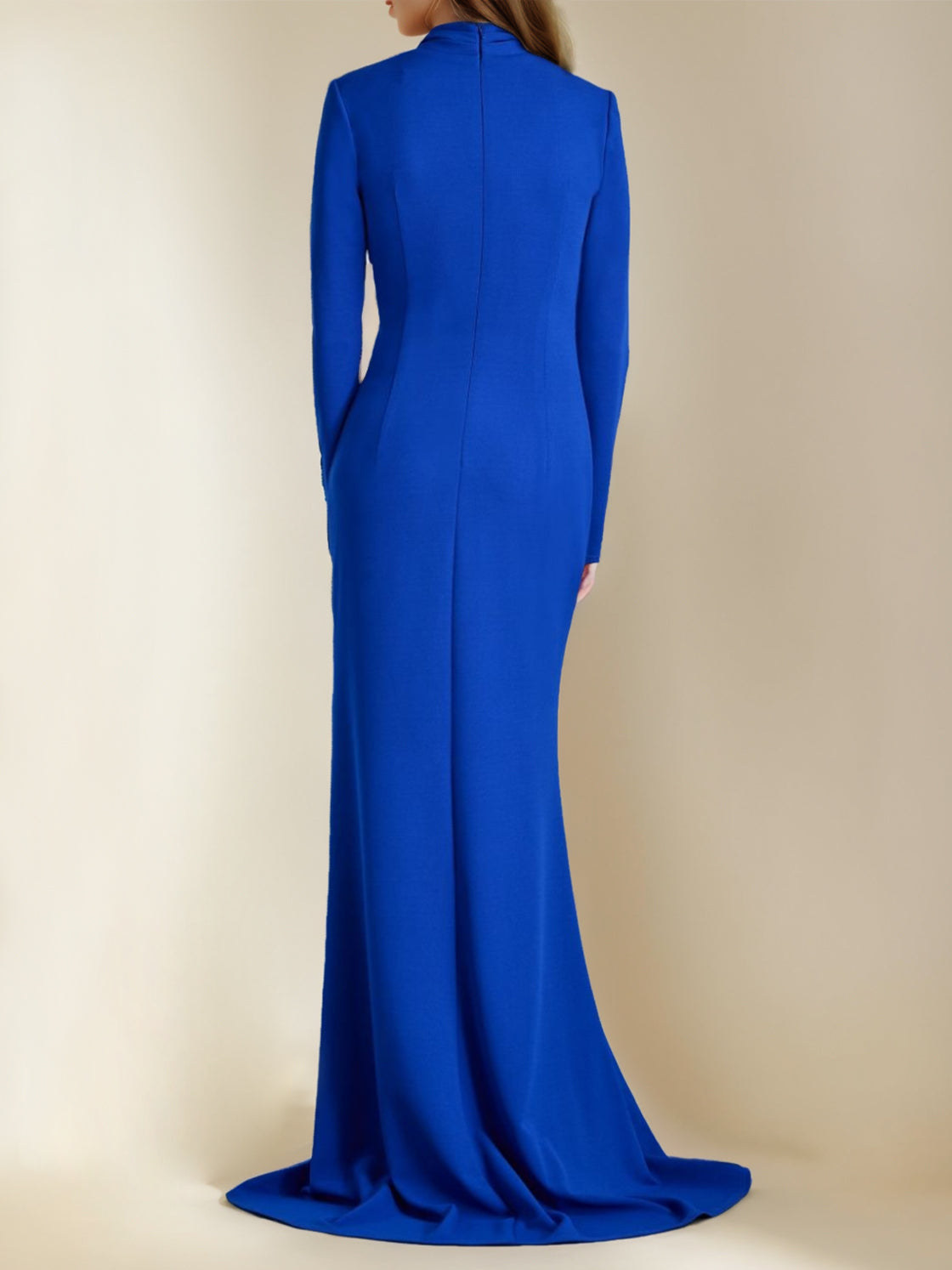 Floor Length V Neck Trumpet Mermaid Silhouette Dress Mother of the Bride Slit