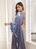 Sophisticated One Shoulder Floor Gown Mother of the Bride and Groom Feather