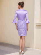 Knee Length Embroidered Sheath Dress With Appliques For Mother Of The Bride