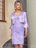 Knee Length Embroidered Sheath Dress With Appliques For Mother Of The Bride