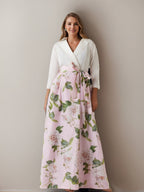Printed Floral Plus Size Mother Of The Bride A Line Dress With V Neck