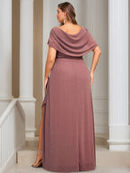 Plus Size Floor Length Mother Of The Bride Dress A Line Scoop Neck Ruffles