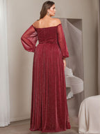 Princess A Line Off Shoulder Floor Length Plus Size Mother Of Bride Ruffles