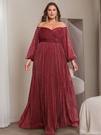 Princess A Line Off Shoulder Floor Length Plus Size Mother Of Bride Ruffles